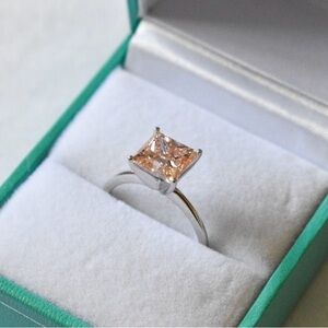 2.53 Carat Pink Diamond Solitaire Engagement Ring 14k White Gold Band Size 6.5